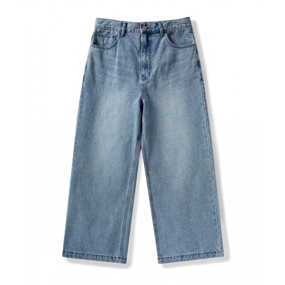 フルークウォッシュワイドデニムパンツライトブルー FDP104