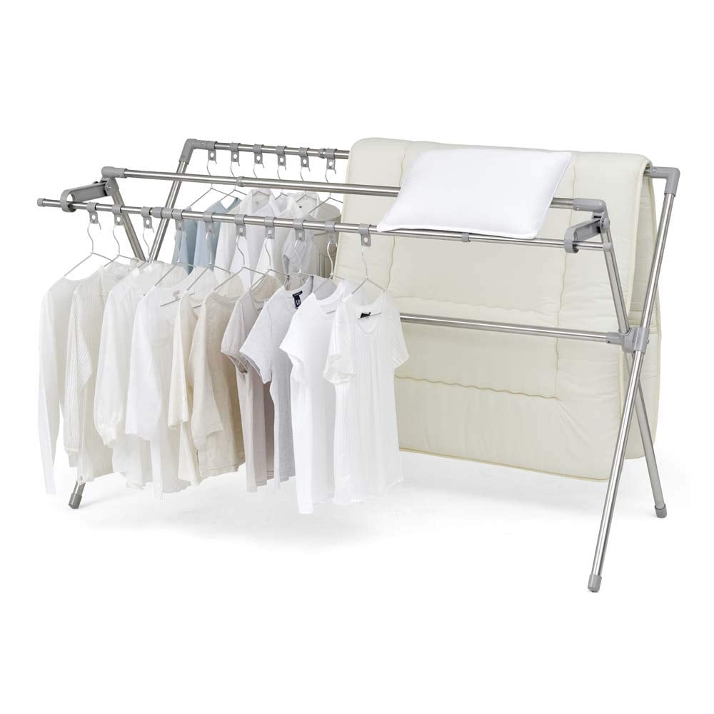 アイリスオーヤマ ステンレス鋼 物干し 布団も干せる 多機能 伸縮 布団4枚分 布団干し ダブルバー CSPX-230S 無地(ホワイト)
