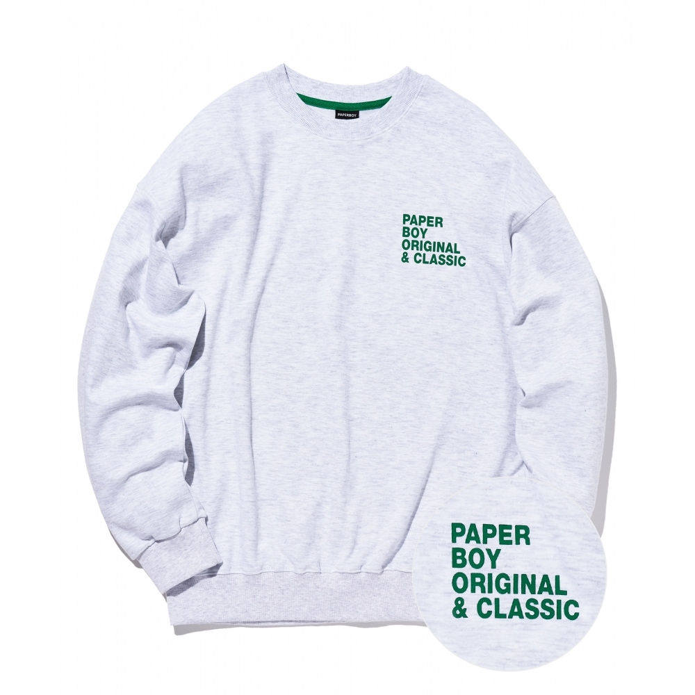 ペーパーボーイクラシックスウェットシャツ-ホワイトメランジ