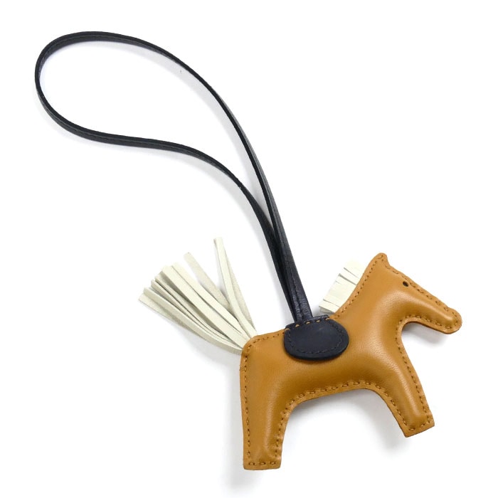 HERMES エルメス ロデオ チャーム PM キーホルダー ゴールド/ブラック/クレ 064929CA ユニセックス U刻印 AA 中古 美品