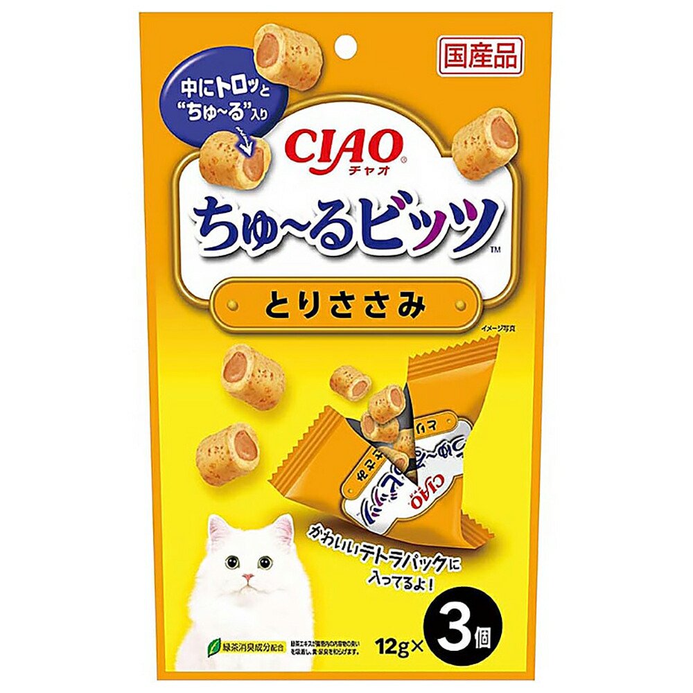 いなば　ＣＩＡＯ　ちゅーるビッツ　とりささみ　１２ｇX３個X４８　ちゅーる　チュール　猫　ＣＲＣ35―25―83―00―00