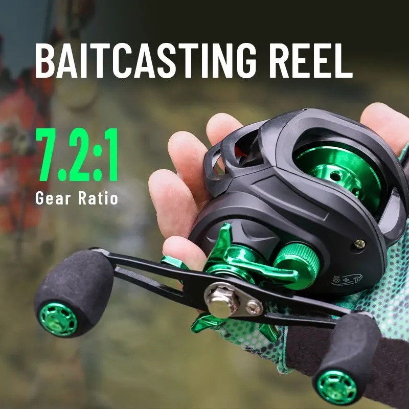 Fishmxフィッシングリール7.2:1ギア比最大抗力10kgベイトキャスティングリールアルミスプール付きルアー淡水ペスカ用