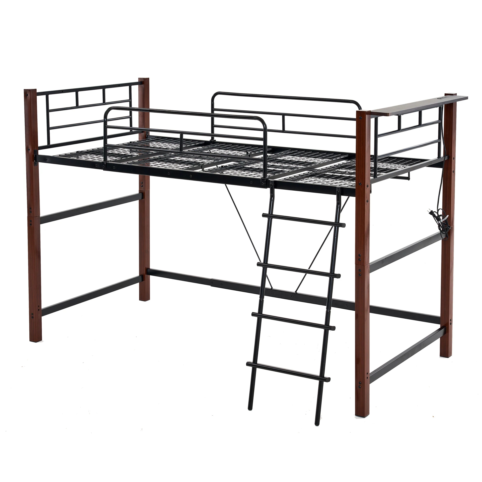 【高さ140cm】ロフトベッド パイプベッド シングル 耐荷重150kg システムベッド ロータイプ ミドルタイプ 棚 収納 北欧風 大人 一人暮らし ハンガーポール4本付属 送料無料 スチール 耐