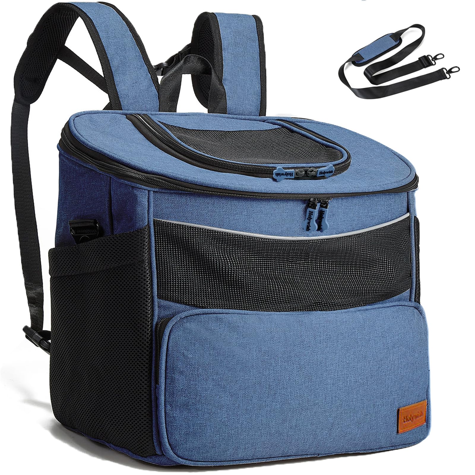 Holywish 猫 キャリーバッグ 犬 リュック 猫 リュック 犬キャリーバッグ ペットキャリーバッグ 5way仕様 ポケット付 折り畳み式 シートベルト固定可能 散歩/移動用/交通機関/通院/旅行