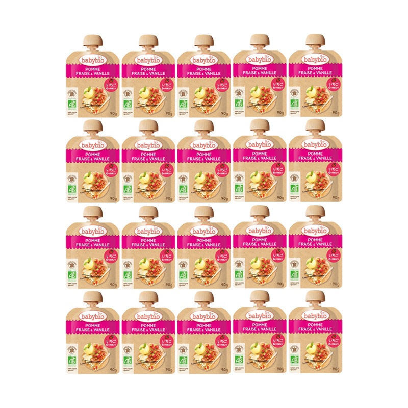 ベビースムージー アップル ・ ストロベリー ・ バニラ 90g 20食セット オーガニック 無添加 赤ちゃん 6ヶ月頃から 離乳食 おやつ フルーツ 野菜