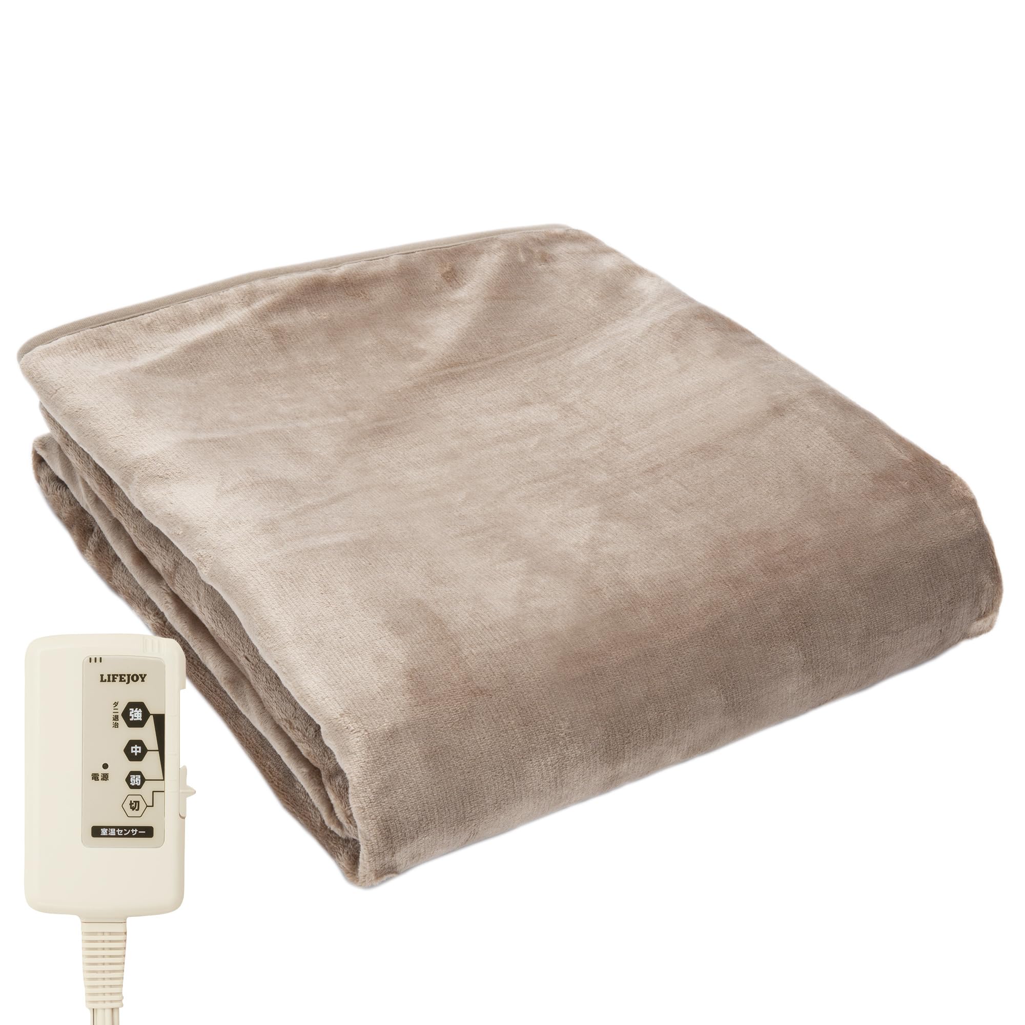 ライフジョイ 電気毛布 日本製 掛け 敷き 兼用 188cm×130cm 洗える 両面フランネル 室温センサー付 タイマー機能無 ふわふわ モカ JCBR803M