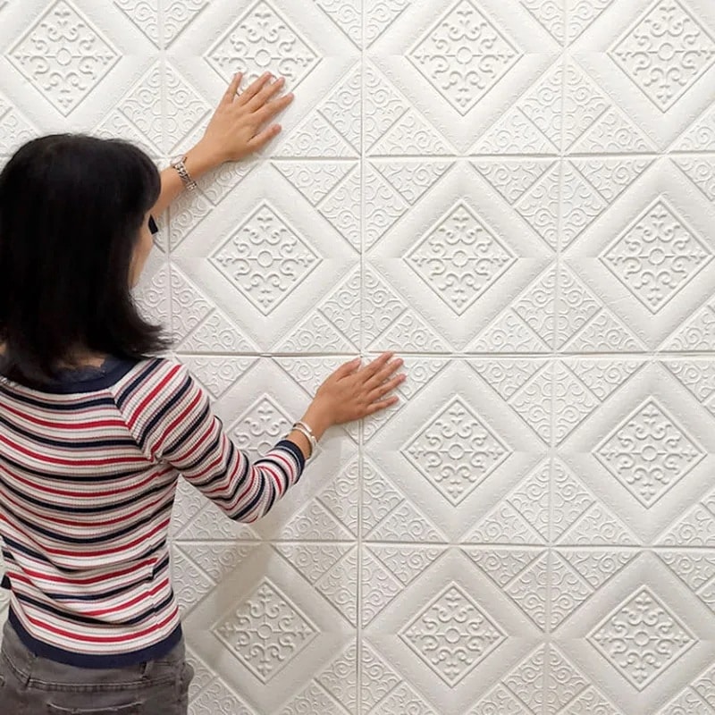 3Dレンガ効果を備えた粘着性の壁紙 防水フォーム壁装材 家の装飾 70x70cm 1ユニット