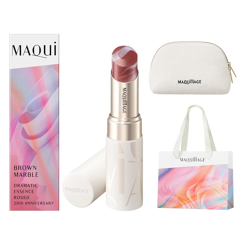 マキアージュ Bloom Collection ギフトキット ドラマティックエッセンスルージュ BR520 ブラウンマーブル (限定カラー) 4g+オリジナルポーチ+ショッパー 口紅 ・ リップグ