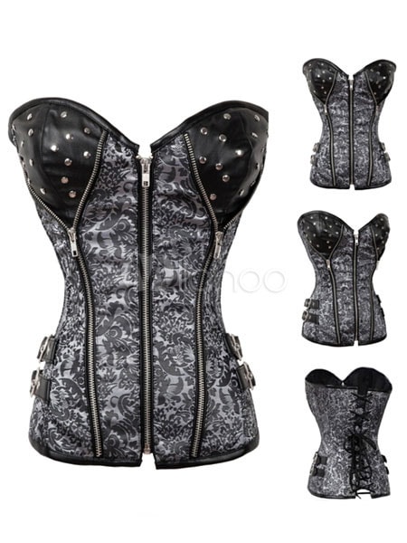 女性のための黒のPUビスチェスリムフィットコルセット