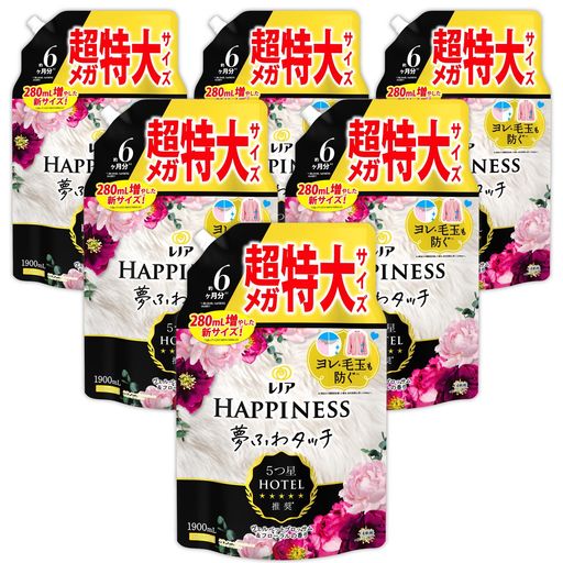 レノア ハピネス 夢ふわタッチ 柔軟剤 ヴェルベットブロッサム&フローラル 詰め替え 1,900ML×6袋 [大容量] [ケース品]