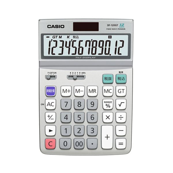 (まとめ) カシオ CASIO エコマーク付電卓 12桁 デスクタイプ DF-120GT-N 1台 (×2セット)