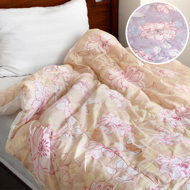 掛け布団 肌布団 京都洛中かすみ捺染 シングル 洗える 日本製 140×190 花柄 肌掛け布団 【肌掛け】