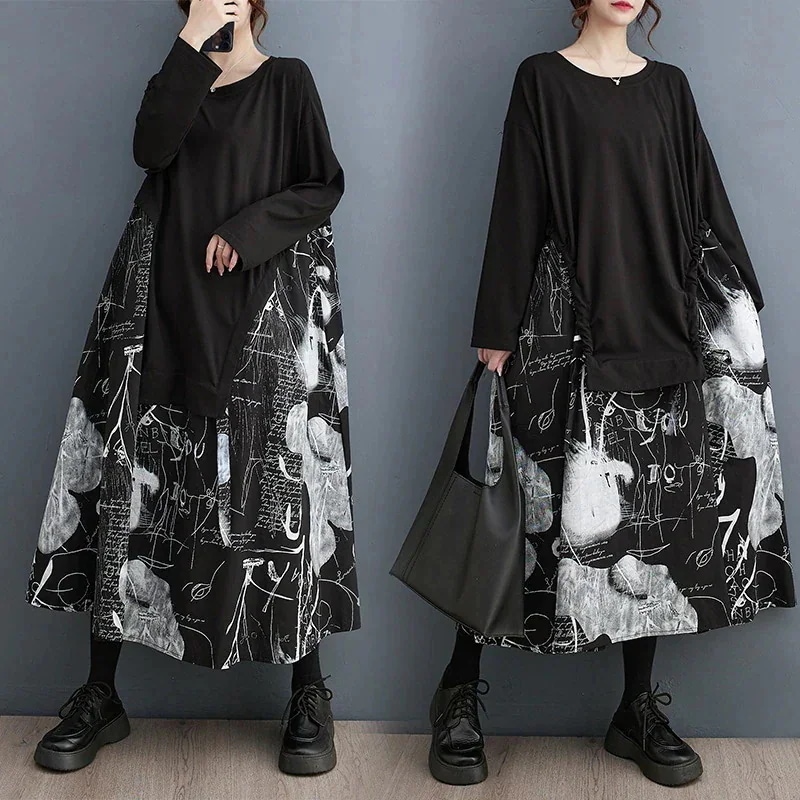 春夏 切り替え ワンピース 通勤 着痩せ ロングワンピース 高級感 長袖ワンピース レディース