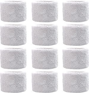 リストバンド スポーツバンド ショート 吸水性 伸縮性 12個セット( グレー