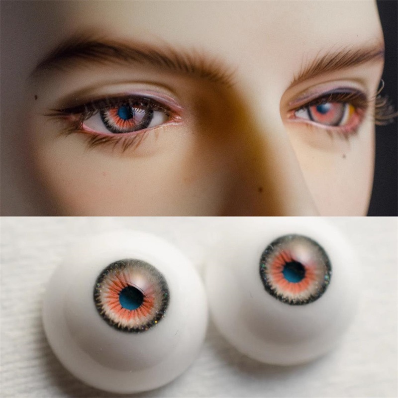 BJD ドール アイ 赤青 石膏アイ 三白眼 10mm/12mm/14mm/16mm/18mm/20mm/22mm/24mm SD/MSD/幼SD球体関節人形用アイ