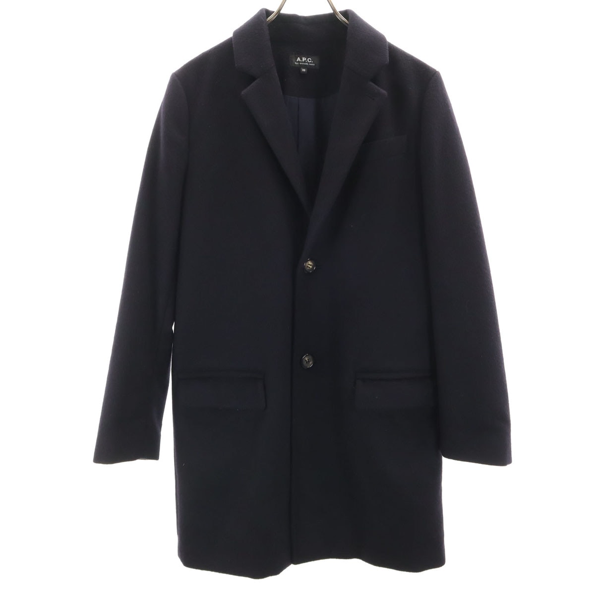 チェスターコート XS 濃紺 中綿 メンズ 古着