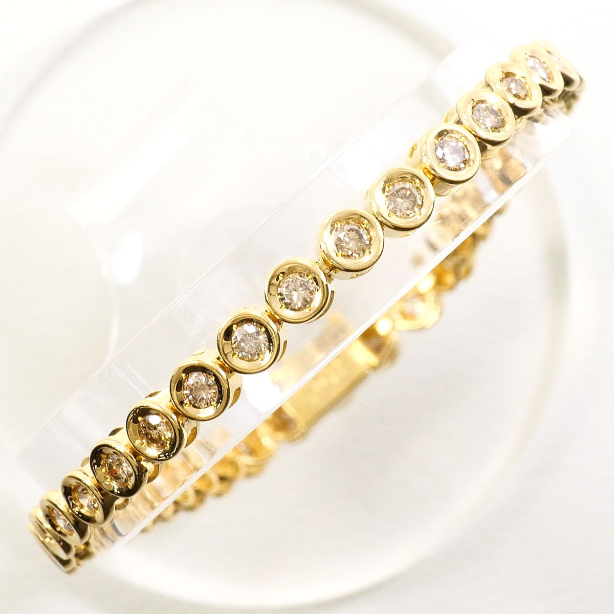 K18 18金 YG イエローゴールド ブレスレット ダイヤモンド 2.00 ct カード鑑別書 総重量約12.2g 約18cm 中古