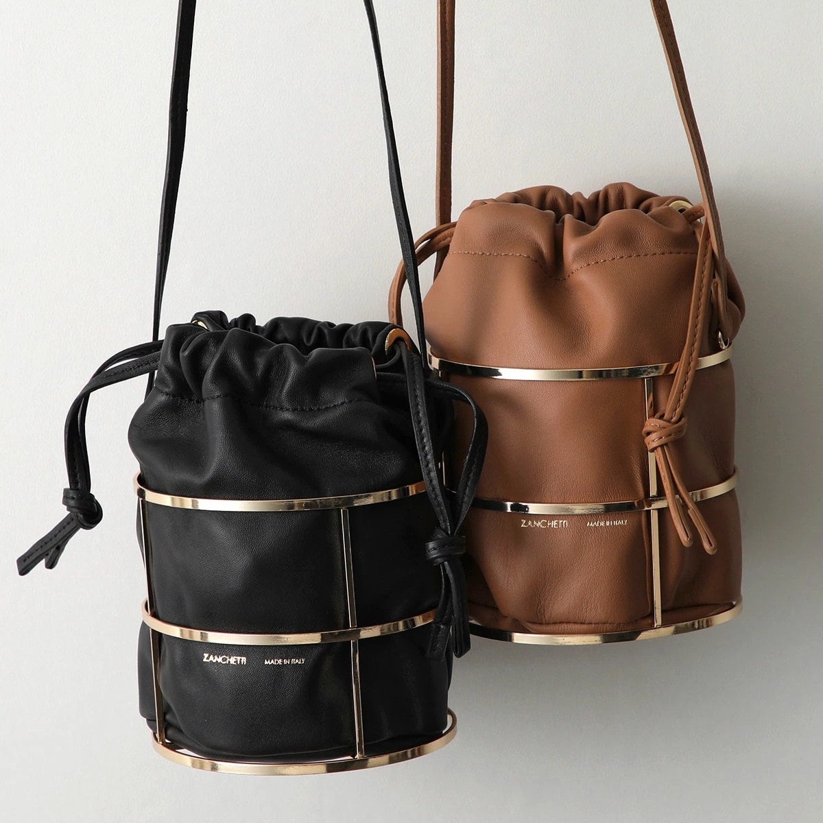 ZANCHETTI ザンケッティ ショルダーバッグ BBAG 712 レディース レザー 巾着バッグ インナーバッグ 鞄 カラー2色