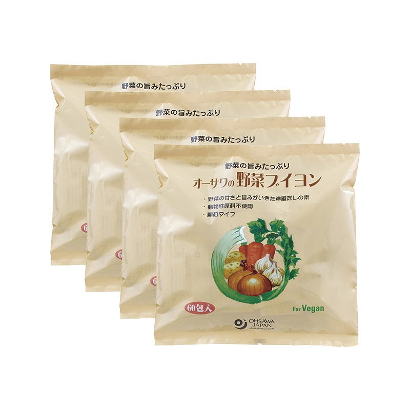オーサワの野菜ブイヨン 300g (5g×60包) ×4袋セット 顆粒タイプ 個包装 動物性原料不使用 洋風だし