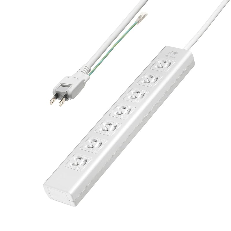 即納：サンワサプライ 抜け止めシャッタータップ（3P・7個口・5m） TAP-F37SH-5SR