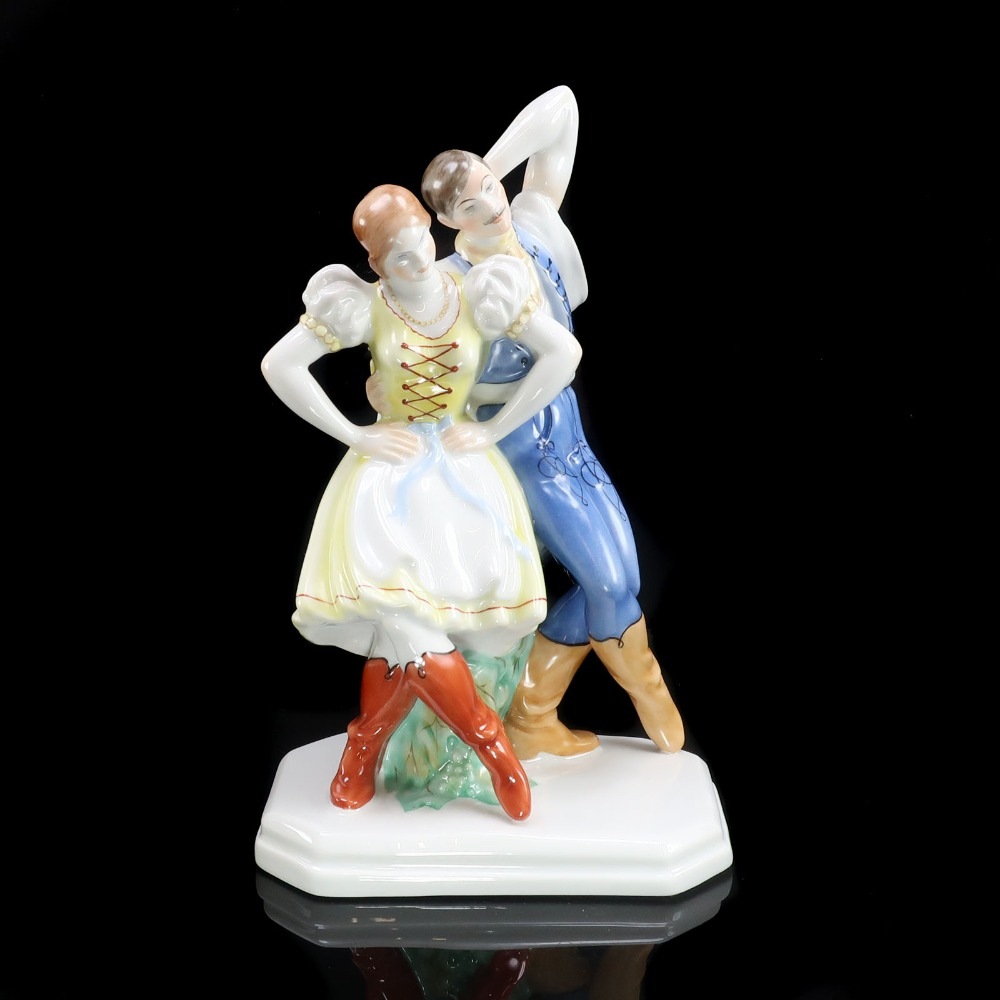 【 ダンシング・カップル 】 5513 置物 オブジェ ポーセリン _ 中古品 A-ランク