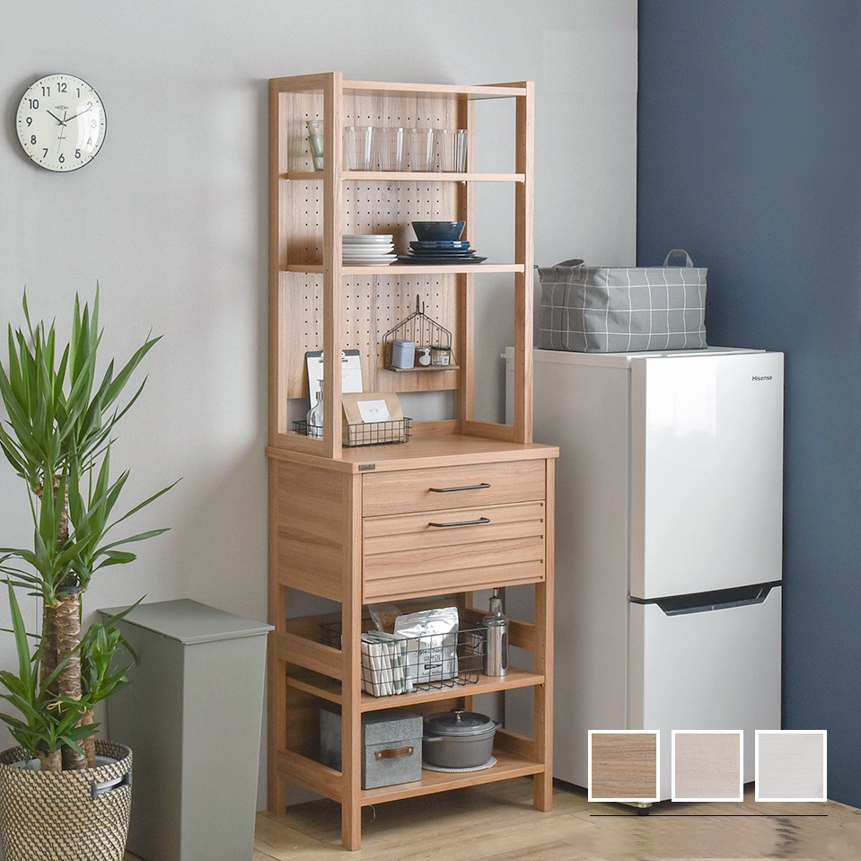 キッチンラック スリム 収納 アイデア おしゃれ 幅60 木製 キッチン 収納棚 引き出し 棚 ラック 調味料 間仕切り 白