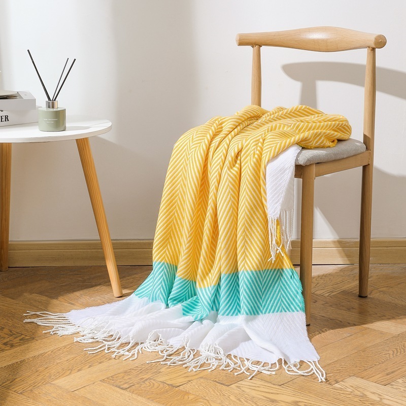 北欧 シンプル 織りブランケット エアコンブランケット B&b ホテル モデルルーム ベッドサイドブランケット タオルとブランケット付き シングル ソファブランケット