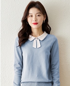 デート モテアイテム シャツ ニットソー 長袖 リボン ウール 可愛い きれいめ 上品 おしゃれ かっこいい 可愛い ラブリー キュート ガーリー クール モード系 セクシー エレガント