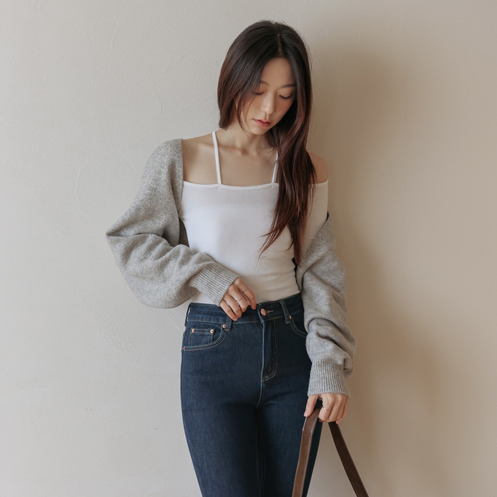 ブロンウールクロップニットボレロカーディガン