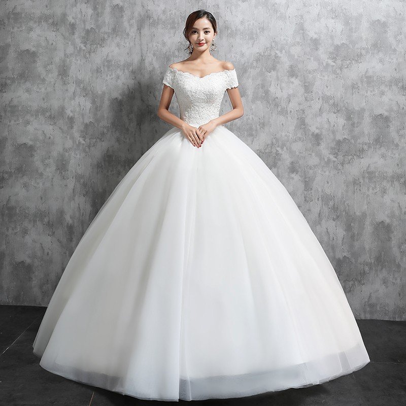 ウェディングドレス レース 結婚式 花嫁 シンプル ロングドレス 袖あり ブライダル 二次会 パーティードレス 披露宴 プリンセスドレス 大きいサイズ 上品