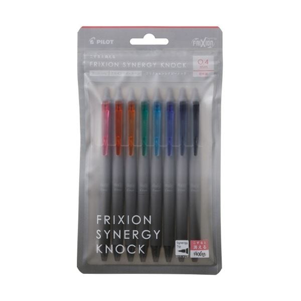 （まとめ） パイロットゲルインキボールペン フリクションシナジーノック04 超極細0.4mm 8色（各色1本） LFSK-14-8C 1パック (×3セット)