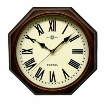 さんてる クォーツ 日本製 天然木レトロ8角掛け時計（ローマ文字）アンティークブラウン QL713_R