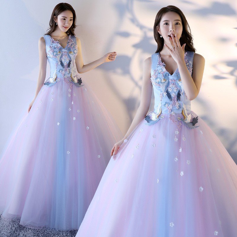 ウエディングドレス カラー 演奏会 安い 青 ロングドレス 結婚式 花嫁ドレス 二次会 パーティード