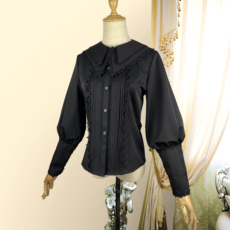 秋ロリータシャツスタンドカラー長袖シフォンインナー重ね着スリムフィットトップシャツロリータインナーシャツ取り外し襟レッグオブマトン袖ボトシャツ春秋長袖トップス 4,623円