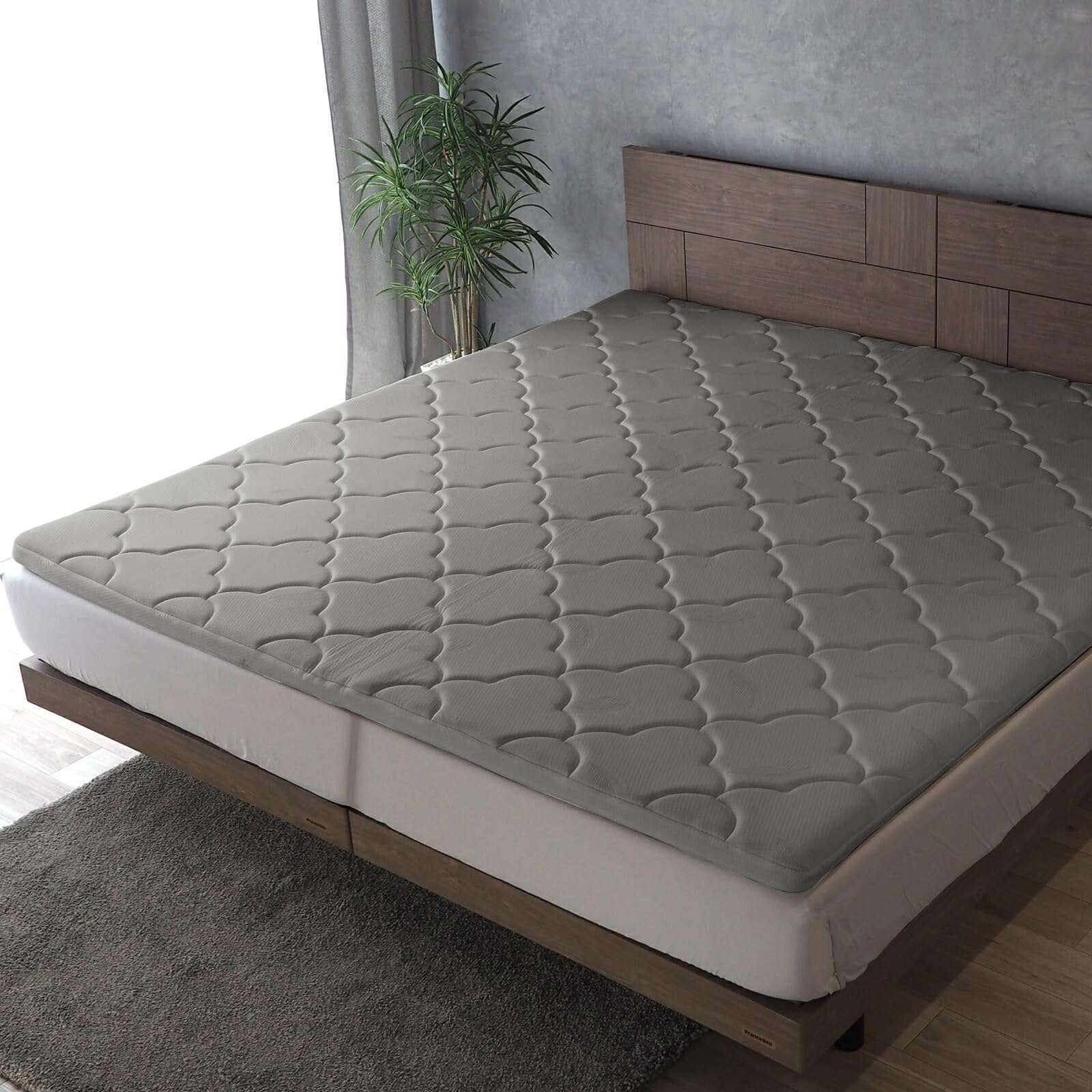 マットレス トッパー 2台用サイズ 高反発 EN005TF 寝心地改善 軽い ヘタリ防止 【4】幅195cm(シングル2台用) グレー