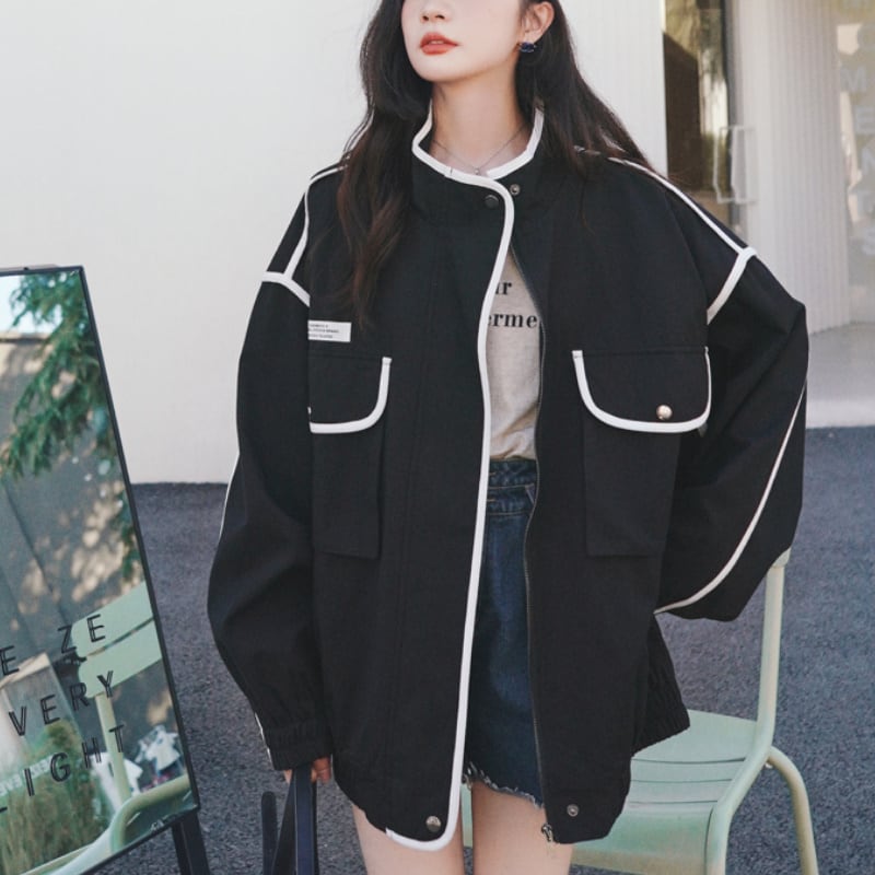 レディース アウター ジャケット ビッグシルエット 大人カジュアル カジュアル フェミニン カーキ