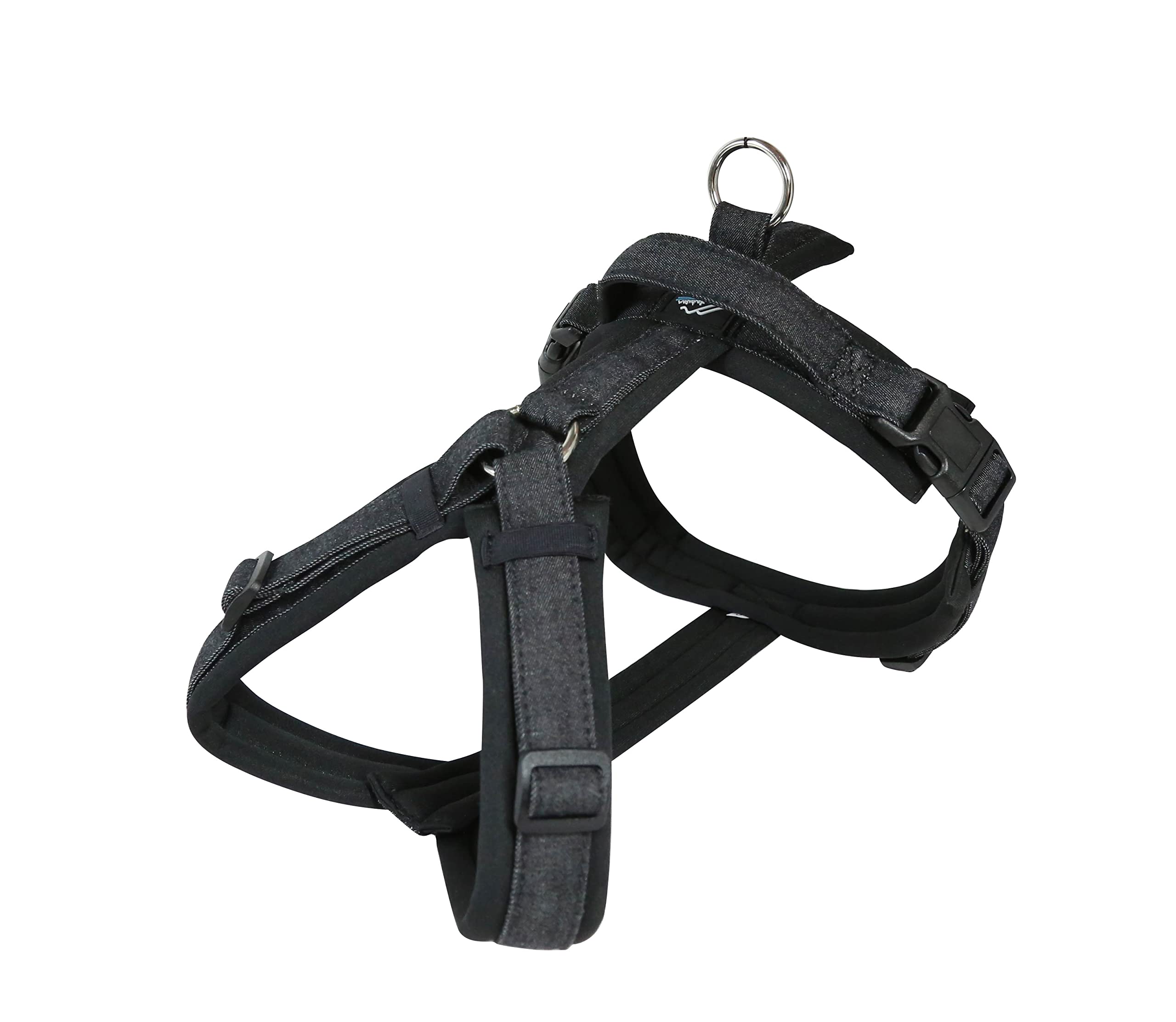 Hakusan ゼロハーネス 負担軽減 犬用ハーネス サイズ調整可 簡単着脱 夜間反射材 軽量 通気 ハンドル付き ネームプレート XL サイズ デニムブラック