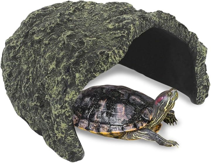 爬虫類 リクガメ シェルター 亀 陸地 浮島 ロックシェルター 隠れ家 亀の家 大型(グレー)