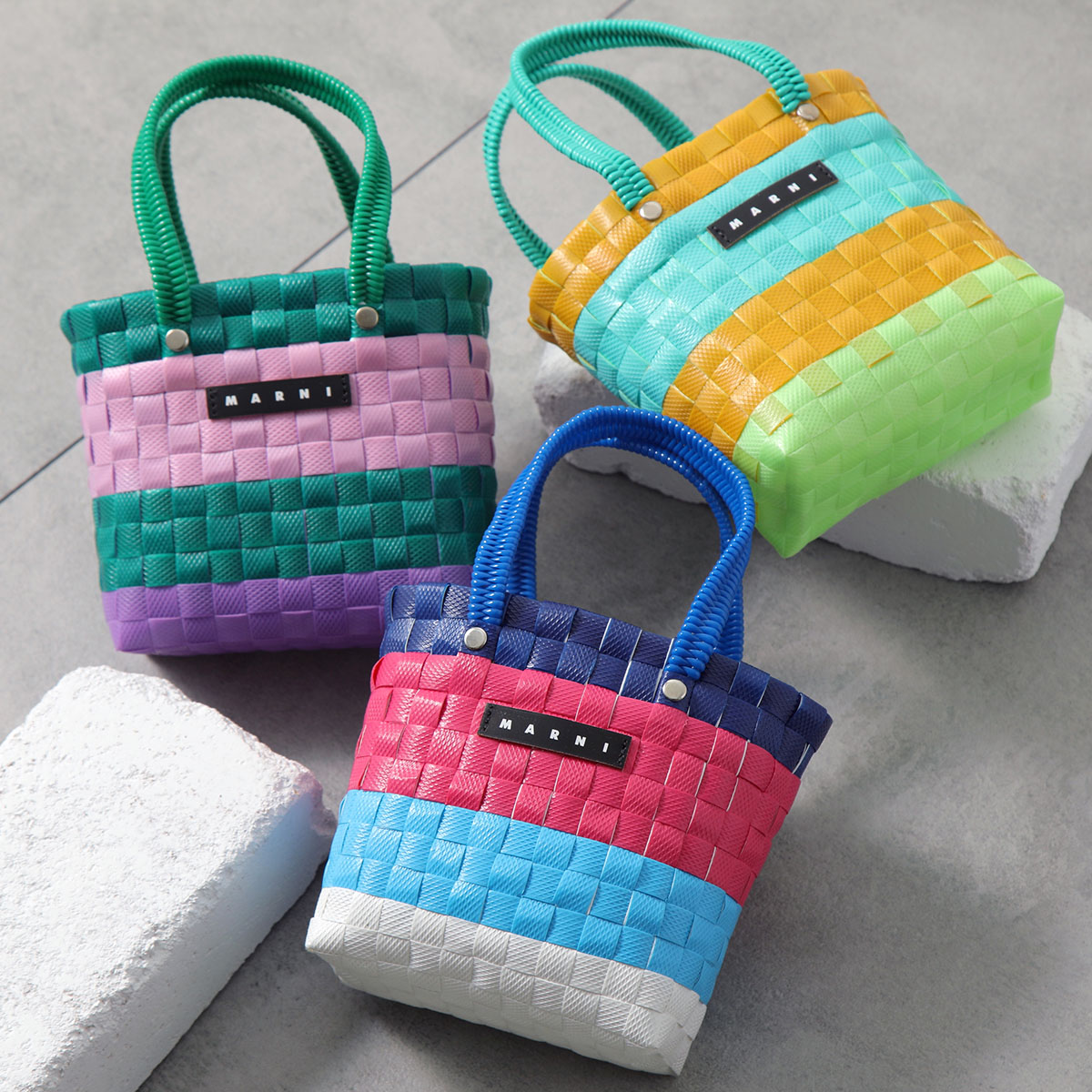 MARNI KIDS マルニ キッズ バスケットバッグ M00816 M00IW レディース ガールズ ウーブン ハンドバッグ かごバッグ カゴ ロゴタグ 鞄 カラー3色 10,443円