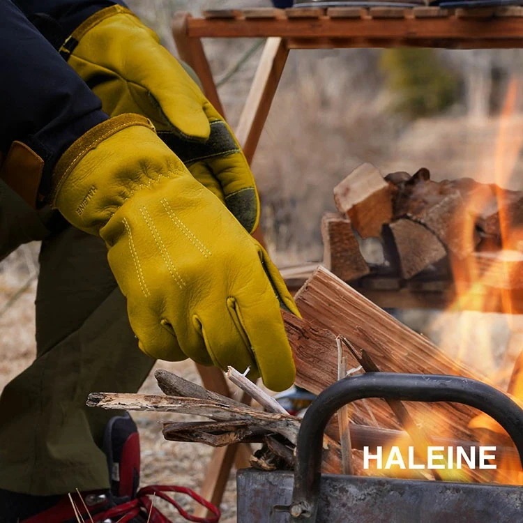 アウトドア グローブ キャンプ 作業用 熱 火 防刃 耐突 BBQ レザー バーベキュー HALEINE 手袋 ソロキャン 秋 冬 春 DIY 木工 焚き火 ファイヤー ガーデニング キャンプ用品 焚