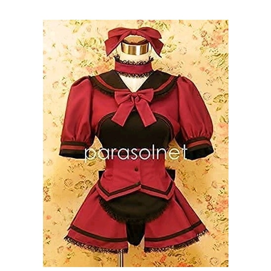 オリジナルメイド服レオタードエンジ黒 コスプレ衣装 オーダーメイド製作可能 変装