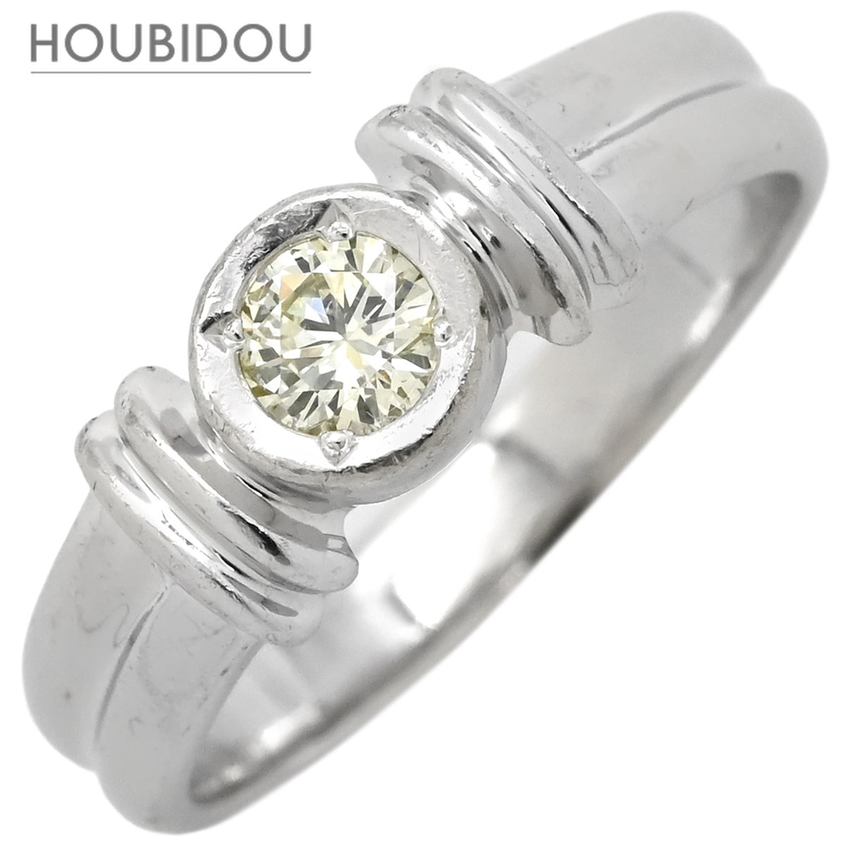 リング 指輪 ダイヤモンド 0.2ct プラチナシルバー プラチナ 1P 1石 1粒 ソリティア ベゼルセッティング 11号【中古】