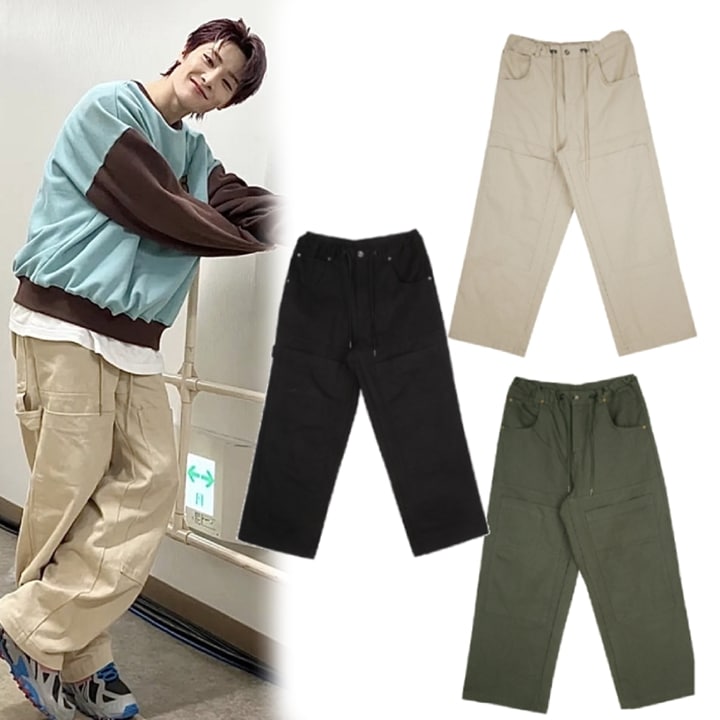 [Stray kids IN着用]No.9018 string cotton widewide work pt(3color) /Stray kids ヤンジョンイン 着用