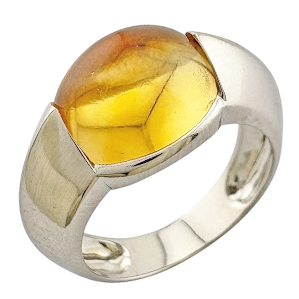 リング 指輪 12.5号 18金 K18ホワイトゴールド シトリン 中古 美品