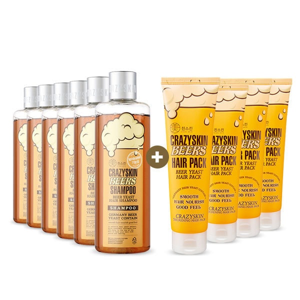 [ミチンスキン]ビール酵母脱毛緩和シャンプー 6個+ヘアパック 4個(サンプル18枚)