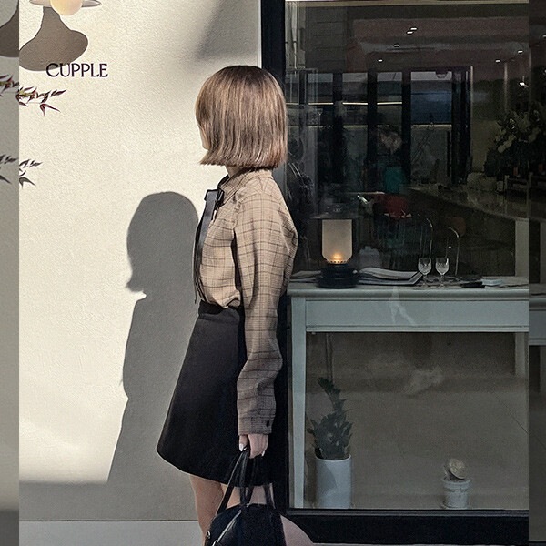 ポイックシャツ(44~88)_ビッグサイズ タータンチェック オールシーズン ストラップ