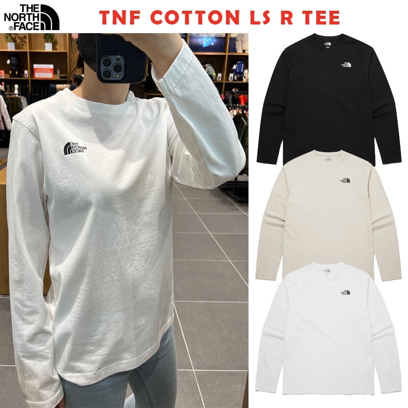 韓国正規品保証 関税負担なし NT7TN00A TNF COTTON LS R TEEデイリー 基本 着装 男子 女子 人気 韓国 ファッション 男女共用 アウトドア
