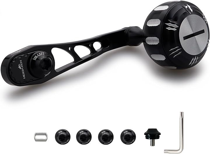 65/75mm可変 リール ハンドル 35mm ハンドルノブ 搭載 シマノ SHIMANO ダイワ DAIWA アブ Abu ベイトリール 通用 Arch 988(ブラック＆シルバー)