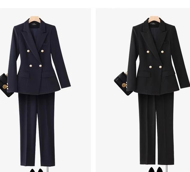 レディース パンツスーツ キルティング 厚手 上着 ジャケット 黒 紺 パンツ セットアップ フォーマル ストレート 裾広 パンツ ボタン 金色 同色 ２タイプ 保温 上品 おしゃれ ビジネス 快適