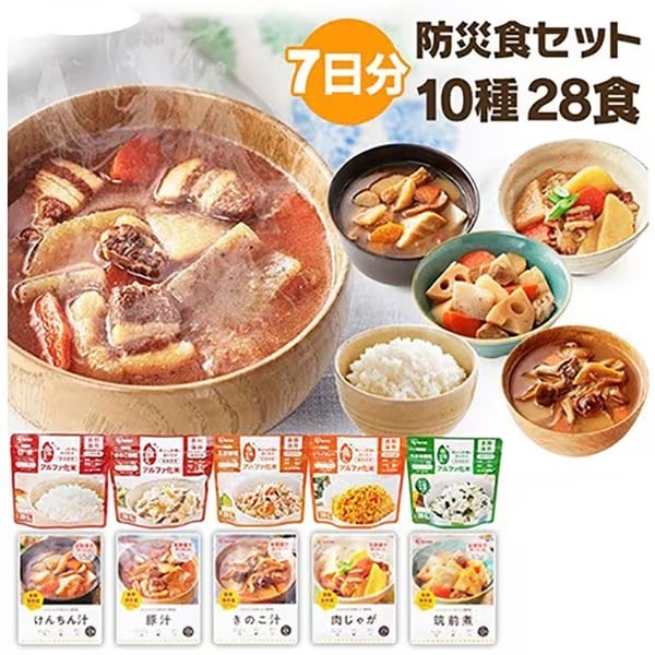 アイリスフーズ IRIS FOODS 防災食セット 10種28食 （ お1人様 7日間 ・ お2人様 3日間 ） 3740g